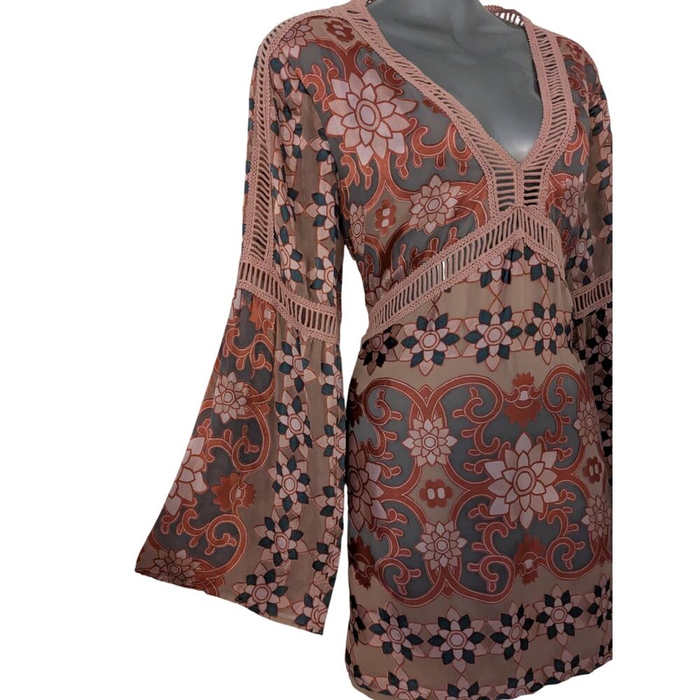 For Love & Lemons Sz M JULIET Bell Sleeve Mini Dress - Picture 4 of 9